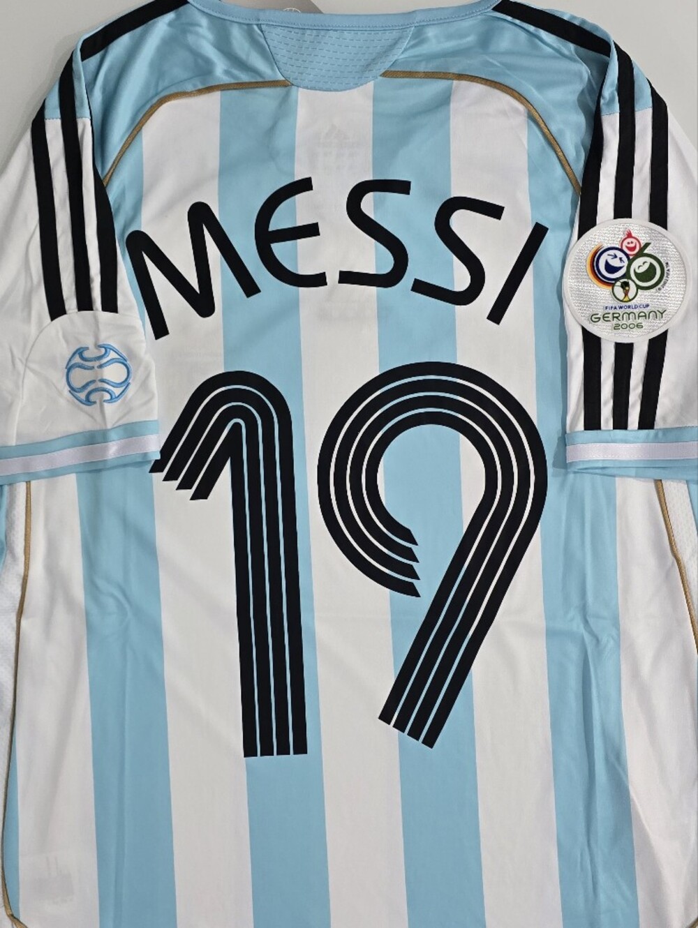 Sky Blue & White Striped Soccer Jersey with Black Accents